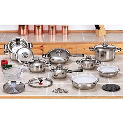 New 28 Pc. T304 Surgical Stainless Steel, Waterless Cookware Set