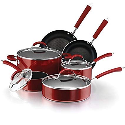 Farberware Millennium Colors Nonstick Aluminum 12-piece Red Cookware Set