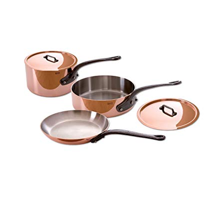 Mauviel Made In France M'Heritage Copper 150c 6400.01 5-Piece Set with Cast Iron Handles