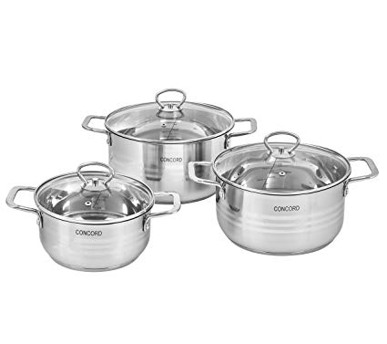 CONCORD 6 Piece Stainless Steel Cookware Set (Induction Compatible)