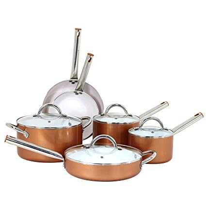 Oneida 10pc Ceramic Non-Stick Cookware Set - Copper Metallic Color
