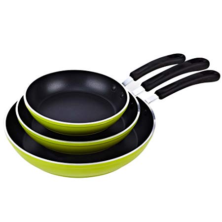 Cook N Home 8, 10, and 12-Inch Nonstick Fry Saute Pan 3-Piece Set, Green