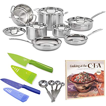 Cuisinart MCP-12N MultiClad Pro Stainless Steel 12-Piece Cookware Set with Stainless Steel Measuring Spoon Set, 100-Minute Timer and Not Your Mother's Weeknight Cooking