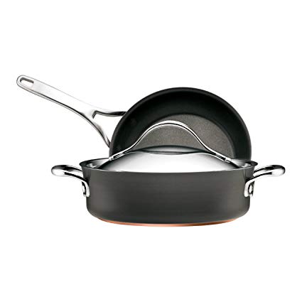 Anolon Nouvelle Copper Hard Anodized Non-stick 3-Piece Pan Set