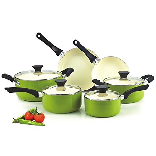 Cook N Home Nonstick 10-piece Cookware Set with Ceramic Coating, Green