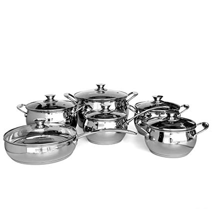 Gofortun Cookware Set,Kitchen Set,12 Pcs Stainless Steel