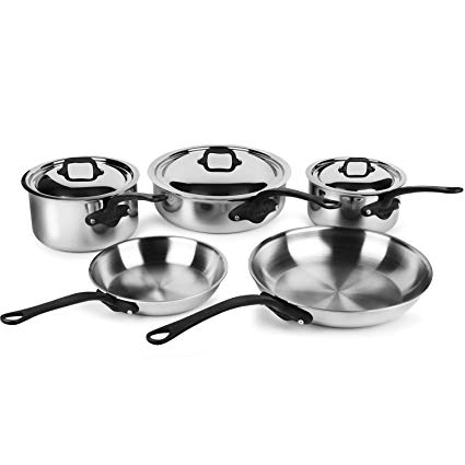 Mauviel M’Cook Pro 5-ply Stainless Steel Cookware Set, 8-piece