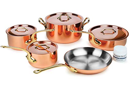 Mauviel M'heritage M250B 9-piece 2.5mm Copper Cookware Set with Bronze Handles
