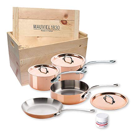 Mauviel Made In France M'heritage 150s 6100.02wc Crated 7-Piece Set with Cast Stainless Steel Handle
