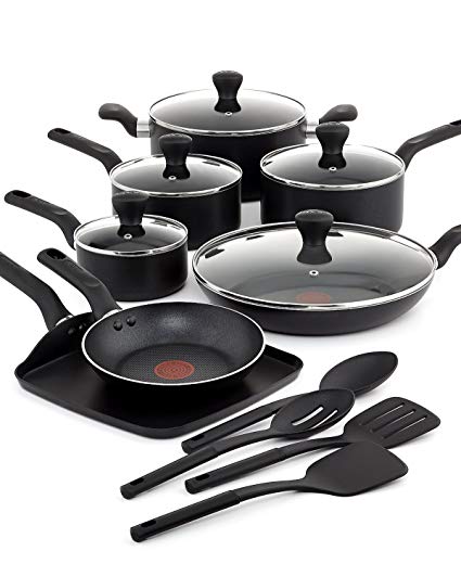 T-Fal Culinaire 16 Piece Cookware Set Black Designed With Thermo-Spot Technology