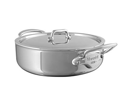 Mauviel Made In France M'Cook 5 Ply Stainless Steel 5230.25 3.4-Quart Rondeau with Lid, Cast Stainless Steel Handle