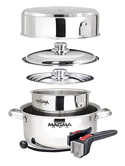 Magma Products, A10-362 7 Piece Gourmet Nesting Stainless Steel Cookware Set