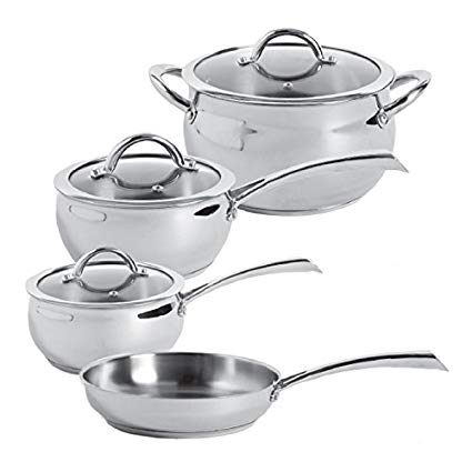 Oster 104392.07 Derrick 7-Piece Stainless Steel Cookware Set, Multi-Size, Stainless Steel