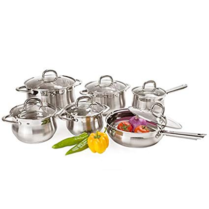 Alpine Cuisine 12-Piece Stainless Steel Cookware Set