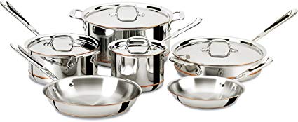 All-Clad 600822 SS Copper Core 5-Ply Bonded Dishwasher Safe Cookware Set, 10-Piece, Silver