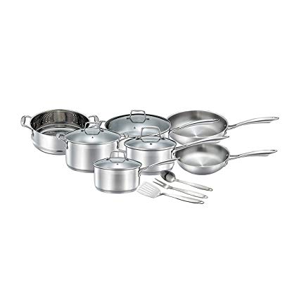 Chef's Star Professional Grade Stainless Steel 14 Piece Pots & Pans Set - Induction Ready Cookware Set with Impact-bonded Technology