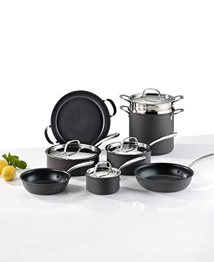 Lagostina Nera Hard Anodized Nonstick 12-Pc. Cookware Set (Impeccable Italian Cookware)