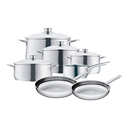 WMF 8400001725 11 Piece Stainless Steel Cookware Set, Silver