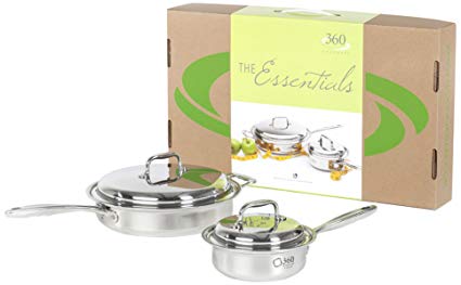360 Cookware Premium Waterless Stainless Steel Essential 4pc Box Set