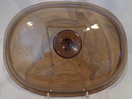 Corning Visions Amber Glass Oval 4 Qt Casserole Replacement Lid F-14-C