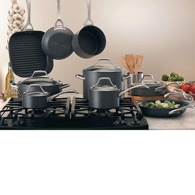 Kirkland Signature™ 15-piece Hard-Anodized Aluminum Cookware Set with 18/10 Stainless Steel Handles and Tempered Glass Lids