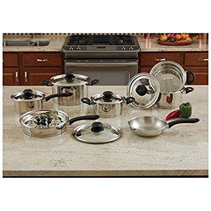 Maxam® 18pc Stainless Steel Cookware Set with Steam Control™ Knobs Fast Ship