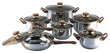 18/10 STAINLESS STEEL Gourmet Chef 12-piece Covered Cookware Set Pots and Pans:New by WW shop