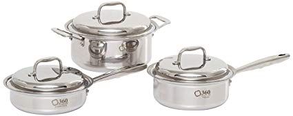 360 Cookware Stainless Steel Cookware Set, 6-piece, w/ Cookbook Included