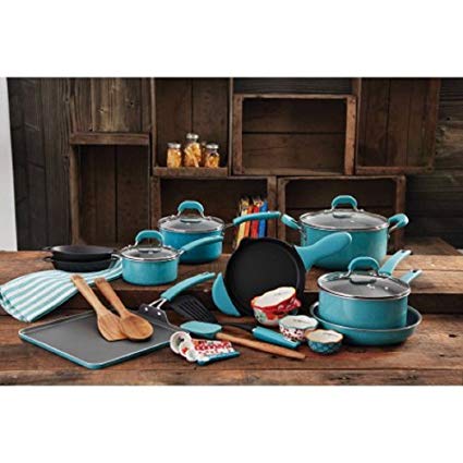 Pioneer Woman 27 pc. Limited Edition Vintage Speckle Turquoise Cookware Set