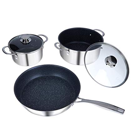 Curtis Stone Stainless Steel Dura-Pan Nonstick 5-piece Cookware Set