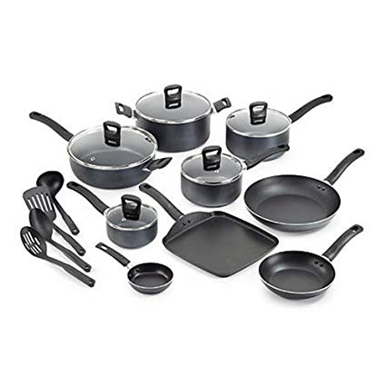 T-fal 18-Piece Gray Banquet Nonstick Cookware Set