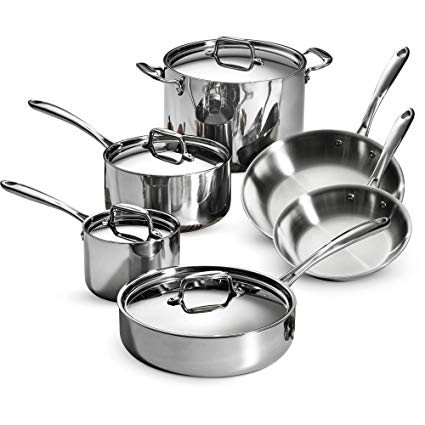 Tramontina 10-Piece Tri-Ply Clad Cookware Set, Stainless Steel
